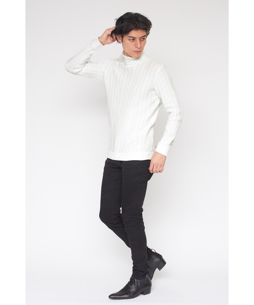 TORNADO MART(トルネードマート)の「ZERO by TORNADO MART∴へリンボンモールタートルネックニット(ニット/セーター・メンズ・グレー系その他/ブルー/ブラック/ホワイト・L/M/LL)」の18枚目の写真