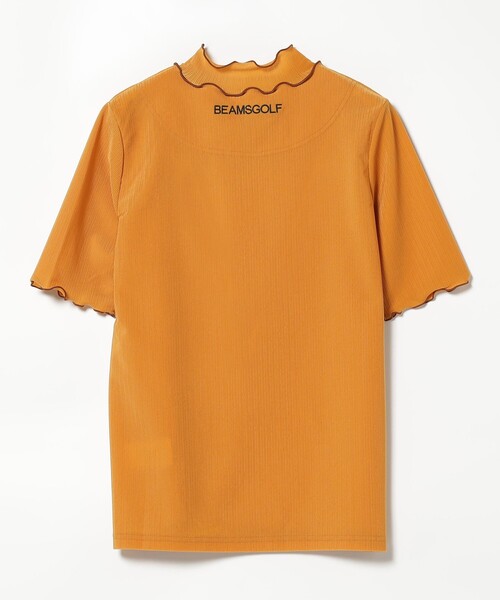 BEAMS GOLF ORANGE LABEL / シャイニー リブ モックネックシャツ