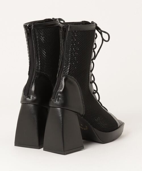 LOVEHUNTER(ラブハンター)の「LOVEHUNTER/+9cm レースアップメッシュブーツサンダル(1626)(サンダル・レディース・ブラック/アイボリー・LL/L/M/S)」の3枚目の写真