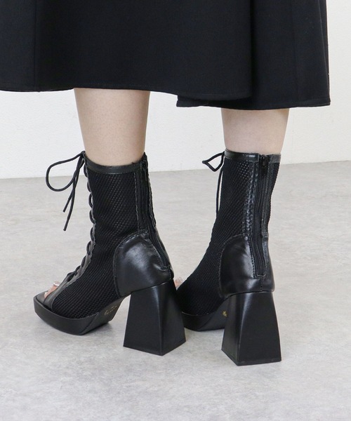 LOVEHUNTER(ラブハンター)の「LOVEHUNTER/+9cm レースアップメッシュブーツサンダル(1626)(サンダル・レディース・ブラック/アイボリー・LL/L/M/S)」の5枚目の写真