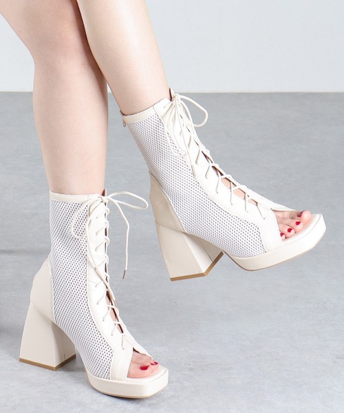 LOVEHUNTER(ラブハンター)の「LOVEHUNTER/+9cm レースアップメッシュブーツサンダル(1626)(サンダル・レディース・ブラック/アイボリー・LL/L/M/S)」の13枚目の写真