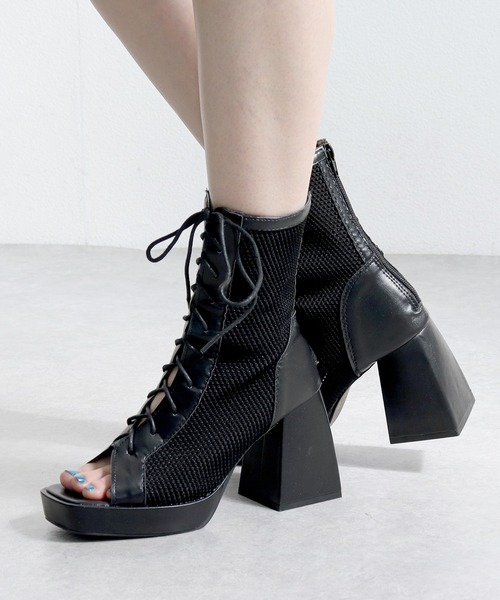 LOVEHUNTER(ラブハンター)の「LOVEHUNTER/+9cm レースアップメッシュブーツサンダル(1626)(サンダル・レディース・ブラック/アイボリー・LL/L/M/S)」の9枚目の写真