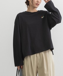 POU DOU DOU | USAコットンワンポイント刺繍ワイドロンTee(Tシャツ/カットソー)