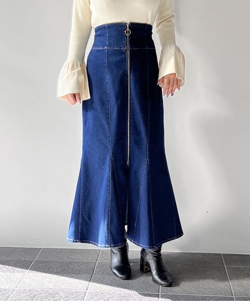 one way（ワンウェイ）の「FRONTジップデニムマーメイドスカート　※別ページにて販売中！（5843091560）（デニムスカート・レディース・ブラック/ブルー/ダークブルー/ライトブルー・FREE）」の10枚目の写真