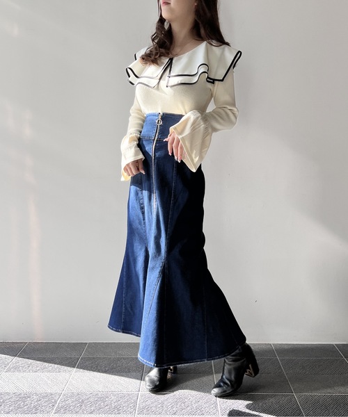 one way（ワンウェイ）の「FRONTジップデニムマーメイドスカート　※別ページにて販売中！（5843091560）（デニムスカート・レディース・ブラック/ブルー/ダークブルー/ライトブルー・FREE）」の12枚目の写真