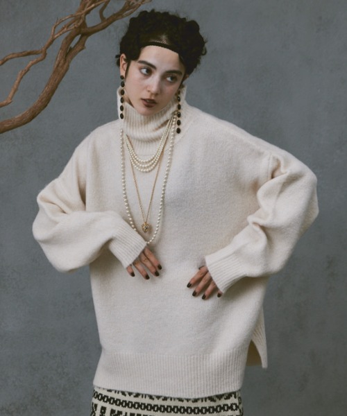 manana suerte（マニャーナスエルテ）の「オーバールーズタートルネックニット（ニット/セーター・レディース・パープル/ブラック/アイボリー/カーキ/グレー・FREE）」の10枚目の写真