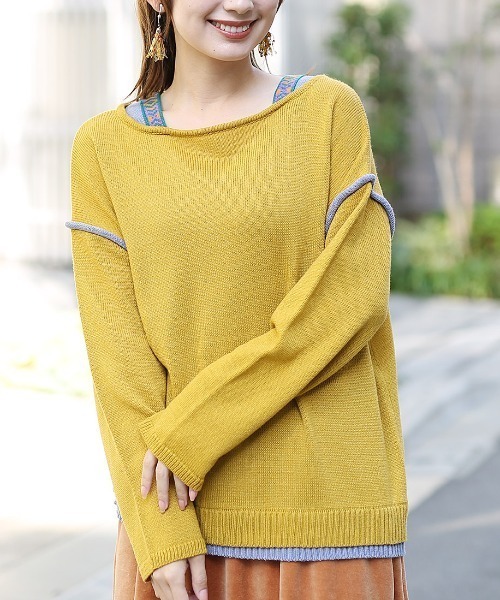 チチカカ（チチカカ）の「ウォッシャブルチロリーニットプルオーバー（ニット/セーター・レディース・イエロー/ブラック/アイボリー/グリーン・FREE）」の4枚目の写真