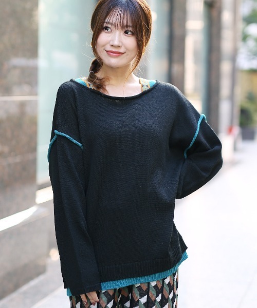 チチカカ（チチカカ）の「ウォッシャブルチロリーニットプルオーバー（ニット/セーター・レディース・イエロー/ブラック/アイボリー/グリーン・FREE）」の2枚目の写真