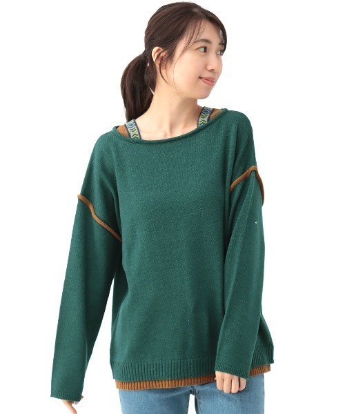 チチカカ（チチカカ）の「ウォッシャブルチロリーニットプルオーバー（ニット/セーター・レディース・イエロー/ブラック/アイボリー/グリーン・FREE）」の10枚目の写真