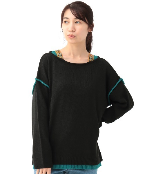 チチカカ（チチカカ）の「ウォッシャブルチロリーニットプルオーバー（ニット/セーター・レディース・イエロー/ブラック/アイボリー/グリーン・FREE）」の8枚目の写真