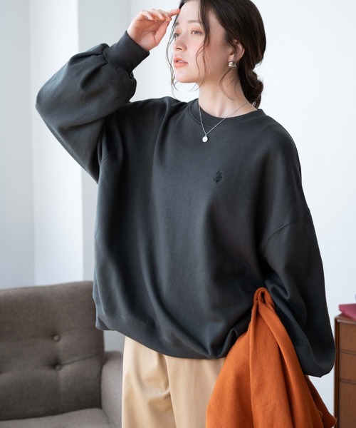 U.S. POLO ASSN.（ユーエスポロアッスン）の「∴WEGO/U.S. POLO ASSN.別注だぼそでワンポイントスウェット【WEB限定】（スウェット・レディース・グレー系その他/スミクロ/ブラック系その他5/ナチュラル・FREE）」の14枚目の写真