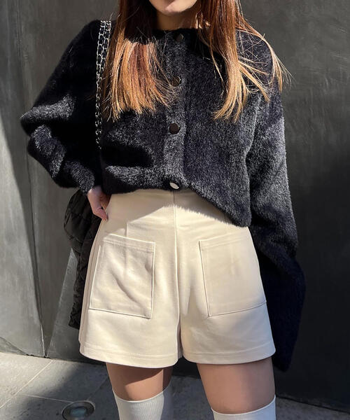 FREE'S MART（フリーズマート）の「◆前後２ＷＡＹショートシャギーショート丈ニット（カーディガン/ボレロ・レディース・ブルー/ブラック/ホワイト/ピンク・FREE）」の22枚目の写真