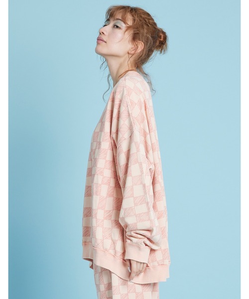 Little sunny bite(リトルサニーバイト)の「《Little sunny bite》Checker sweat top(スウェット・レディース・ホワイト/ピンク/グリーン・SMALL)」の11枚目の写真