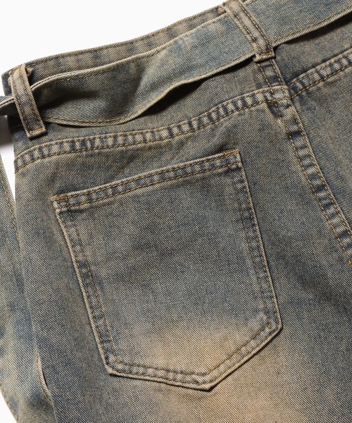 Chick（チック）の「▲Vintage Washed Ribbon Denim / ウォッシュ加工リボンデニムパンツ（デニムパンツ・レディース・ブルー・L/M/S）」の14枚目の写真