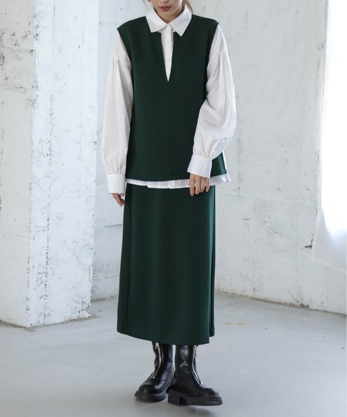 AMELY(エミリー)の「ノースリーブセットアップ(セットアップ・レディース・グリーン/ベージュ/ブラウン/ブラック・M/L)」の1枚目の写真