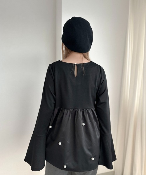 セール】【apres jour clair】パールペプラムトップス【ZOZOTOWN限定