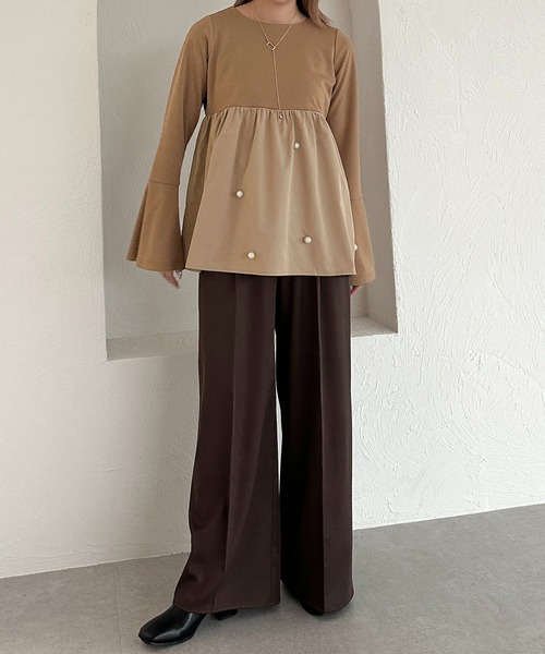 apres jour clair(アプレジュールクレア)の「【apres jour clair】パールペプラムトップス【ZOZOTOWN限定アイテム】(シャツ/ブラウス・レディース・ブラウン系その他/ブラック/グレイッシュベージュ・フリー/X-LARGE)」の15枚目の写真