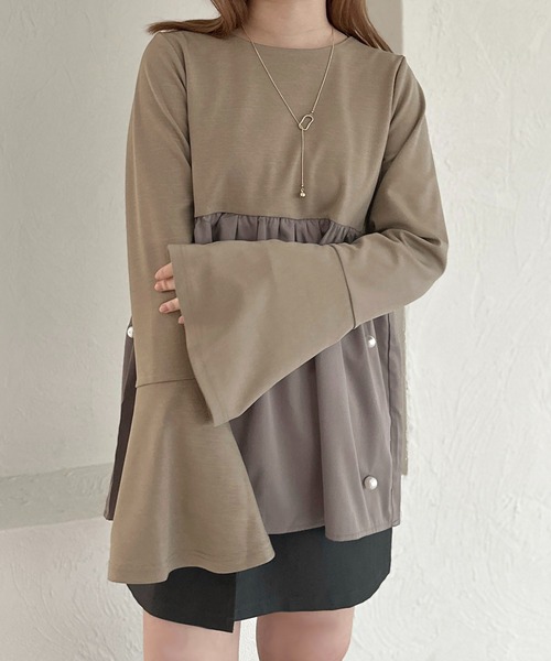 apres jour clair(アプレジュールクレア)の「【apres jour clair】パールペプラムトップス【ZOZOTOWN限定アイテム】(シャツ/ブラウス・レディース・ブラウン系その他/ブラック/グレイッシュベージュ・フリー/X-LARGE)」の17枚目の写真