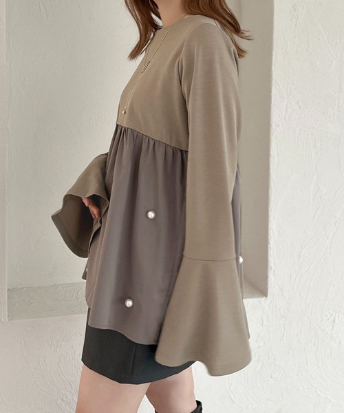 apres jour clair(アプレジュールクレア)の「【apres jour clair】パールペプラムトップス【ZOZOTOWN限定アイテム】(シャツ/ブラウス・レディース・ブラウン系その他/ブラック/グレイッシュベージュ・フリー/X-LARGE)」の18枚目の写真