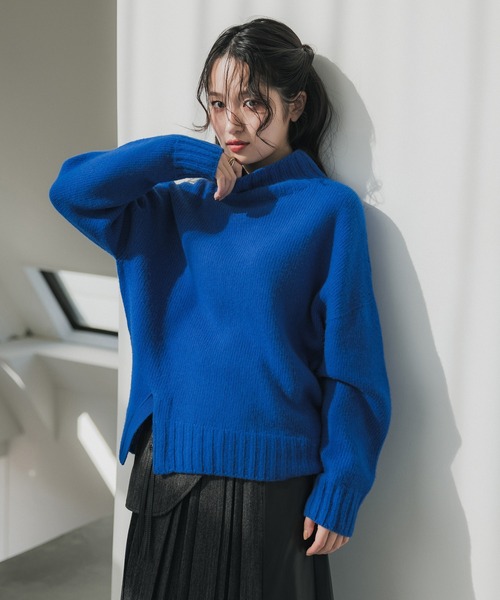 UNITED TOKYO（ユナイテッドトウキョウ）の「スリットボリュームタートルニット｜軽量/保温/保湿（ニット/セーター・レディース・グレー/オレンジ/ブラック/オフホワイト/インディゴブルー・FREE）」の18枚目の写真