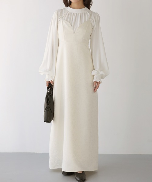 nouvellemoi（ヌーベルモイ）の「ジャガードキャミワンピース（ワンピース・レディース・アイボリー/ブラック・M/L/S）」の13枚目の写真