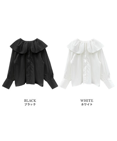 MODE ROBE(モードローブ)の「ビッグカラーブラウス(シャツ/ブラウス・レディース・ブラック/ホワイト・FREE)」の18枚目の写真