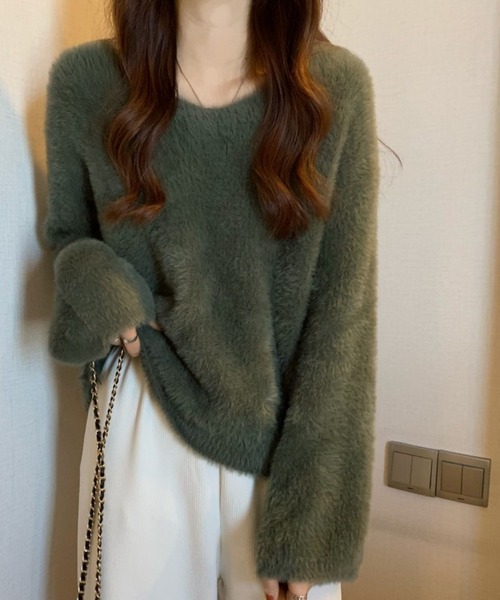 Chaco closet(チャコ クローゼット)の「Vネックルーズシルエットシャギーニットプルオーバー(ニット/セーター・レディース・ベージュ/ピンク/スモークピンク/ホワイト/カーキ・FREE)」の22枚目の写真