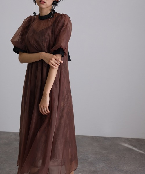 【一度のみ着用】ベロアドレス パーティー オケージョン 参列 ブラウン 一度のみ着用】ベロアドレス パーティー オケージョン 参列 ブラウン