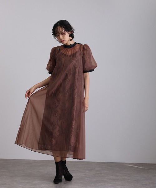 袖あり&ロング パーティードレス シアーお呼ばれ結婚式フォーマル