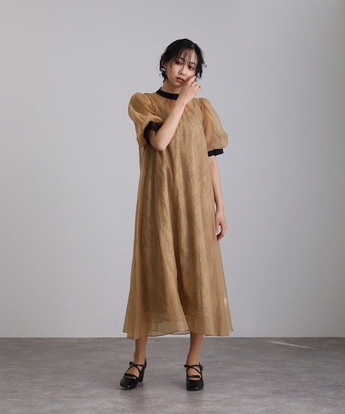 【一度のみ着用】ベロアドレス パーティー オケージョン 参列 ブラウン 一度のみ着用】ベロアドレス パーティー オケージョン 参列 ブラウン