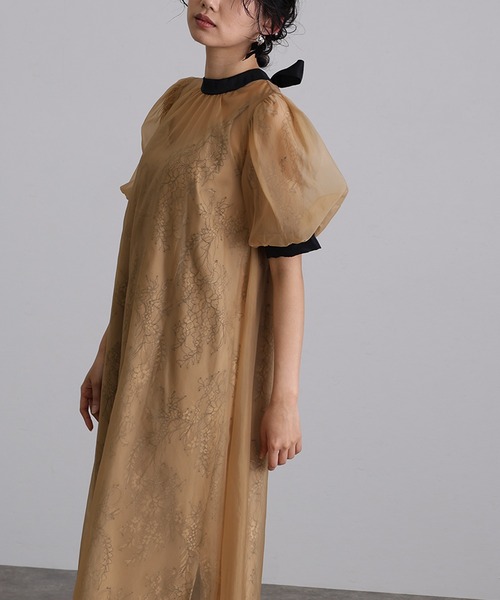 セール】袖あり&ロング パーティードレス シアーお呼ばれ結婚式