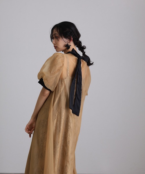 atlo（アトロ）の「袖あり&ロング パーティー ドレス シアーお呼ばれ 結婚式 フォーマル 同窓会 オケージョンドレス ワンピース 二次会 成人式 謝恩会 20代 30代（ドレス・レディース・グリーン/オレンジ/ブラウン/ブラック・M/M-Short）」の16枚目の写真