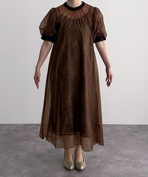 袖あり&ロング パーティードレス シアーお呼ばれ結婚式フォーマル