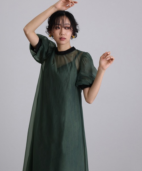 atlo 袖あり&ロングパーティードレス　シアー atlo（アトロ）の「袖あり&ロング パーティードレス シアー