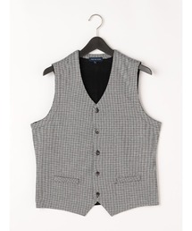 Perfect Suit FActory | TRANS CONTINENTS　フロントクラシック　ニットジレ　千鳥　グレー/クロシロ(ベスト)