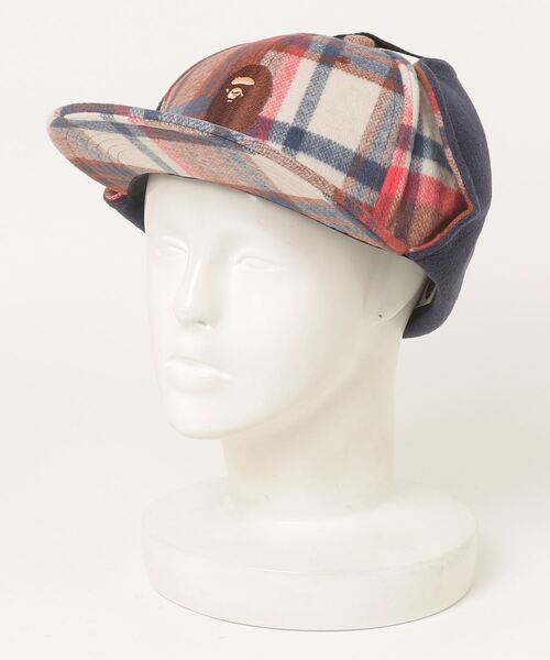 A BATHING APE（アベイシングエイプ）の「BAPE CHECK EARMUFFS CAP M