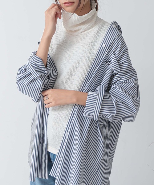 and it_（アンドイット）の「カットシャーリングメロータートル長袖Tシャツ（Tシャツ/カットソー・レディース・グレイッシュベージュ/アイボリー/ブラック・M）」の7枚目の写真