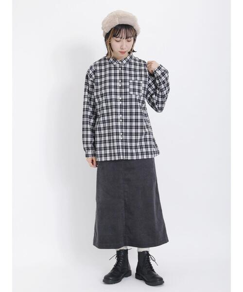 Samansa Mos2（サマンサ モスモス）の「【保温加工】二つ並び釦レギュラーカラーシャツ（シャツ/ブラウス・レディース・チャコールグレー/ネイビー/ブラック/オフホワイト・F）」の10枚目の写真