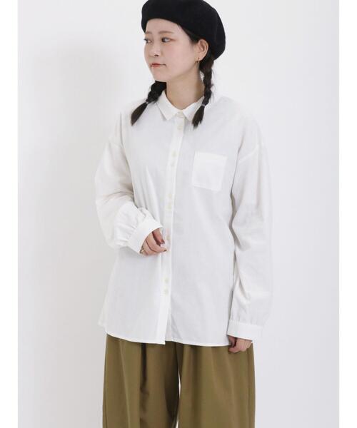 Samansa Mos2（サマンサ モスモス）の「【保温加工】二つ並び釦レギュラーカラーシャツ（シャツ/ブラウス・レディース・チャコールグレー/ネイビー/ブラック/オフホワイト・F）」の13枚目の写真