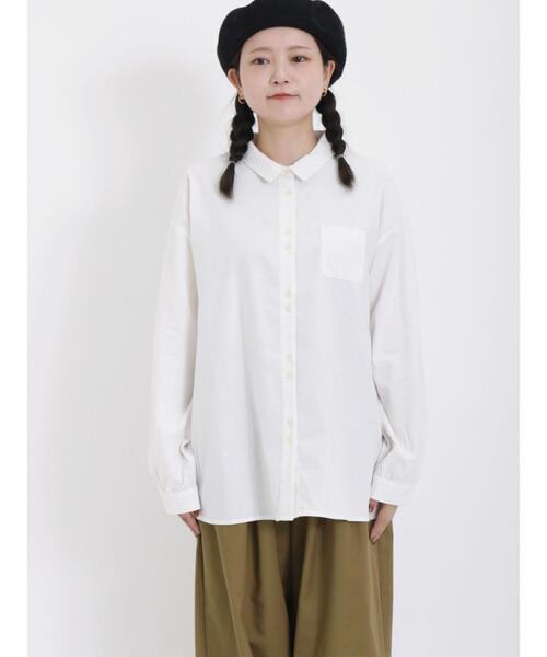 Samansa Mos2（サマンサ モスモス）の「【保温加工】二つ並び釦レギュラーカラーシャツ（シャツ/ブラウス・レディース・チャコールグレー/ネイビー/ブラック/オフホワイト・F）」の17枚目の写真