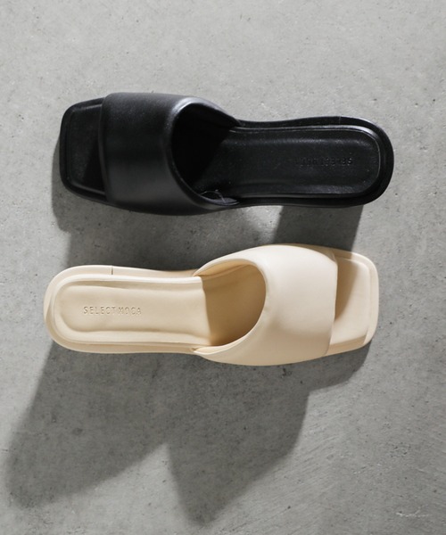 select MOCA(セレクトモカ)の「スクエアパテッドサンダル(サンダル・レディース・ブラック/ライトベージュ・SMALL/MEDIUM/LARGE)」の5枚目の写真