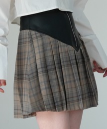Uenui | 【ZOZO限定】フェイクレザー チェックスカート ミニスカート プリーツスカート(スカート)
