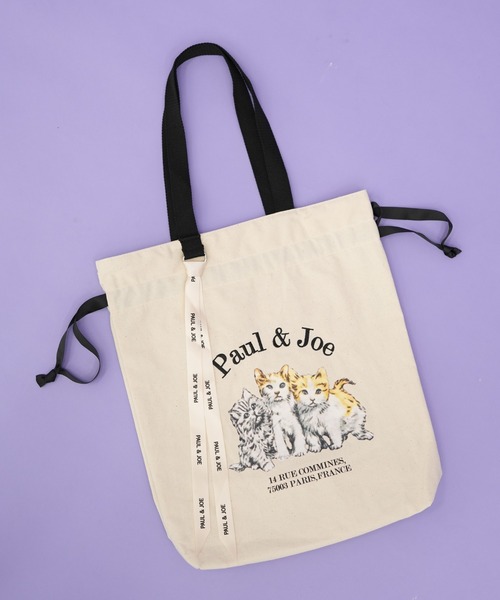 PAUL & JOE ACCESSOIRES(ポールアンドジョーアクセソワ)の「【PAUL & JOE ACCESSOIRES /ポール アンド ジョー アクセソワ 】 キャンバス・スリーキャッツ 巾着トートバッグ(トートバッグ・レディース・アイボリー/ブラック・FREE)」の6枚目の写真