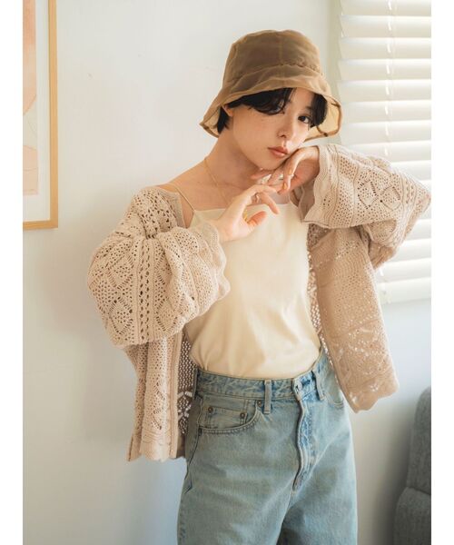 Ungrid（アングリッド）の「シアーバケットハット（ハット・レディース・ベージュ/ブラック・FREE）」の4枚目の写真