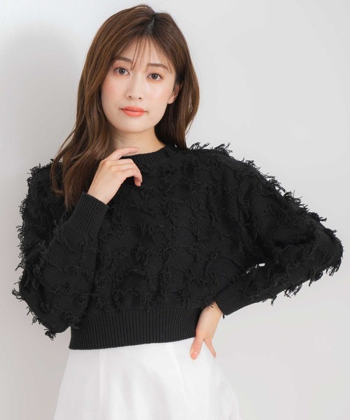 NOELA(ノエラ)の「フリンジニット(ニット/セーター・レディース・オフホワイト/ブルー/ブラック・フリー)」の6枚目の写真