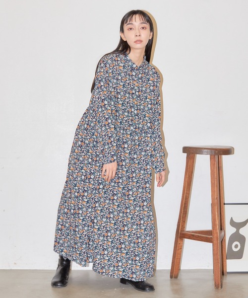 Libra Cue（リブラ キュー）の「バンドカラーロングスリーブワンピース（ワンピース・レディース・ブラック/キャメル/ネイビー/ベージュ/ピンクベージュ・FREE）」の21枚目の写真