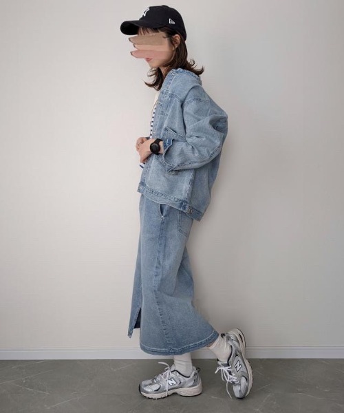 LBC（エルビーシー）の「【選べるセットアップ】LBC デニムノーカラージャケット（デニムジャケット・レディース・ライトブルー/マスタード/ライトグレー・M/L/LL）」の10枚目の写真