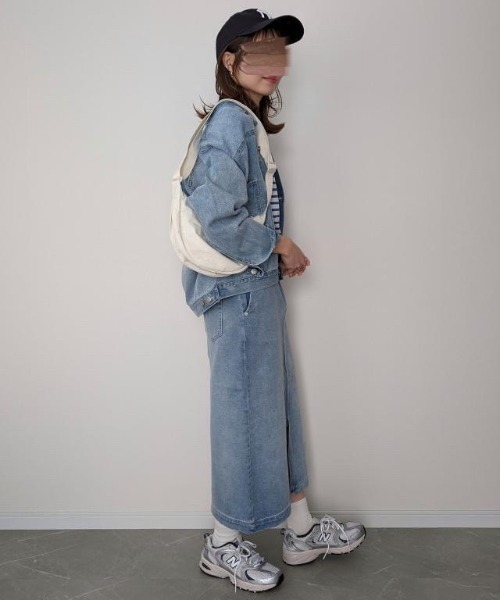 LBC（エルビーシー）の「【選べるセットアップ】LBC デニムノーカラージャケット（デニムジャケット・レディース・ライトブルー/マスタード/ライトグレー・M/L/LL）」の13枚目の写真