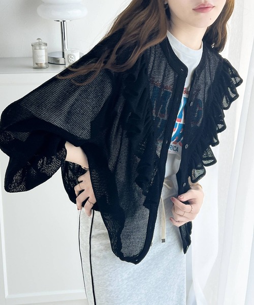 classicalelf(クラシカルエルフ)の「大人カジュアルに甘さをプラス。前後2wayフリルメッシュシャツ(シャツ/ブラウス・レディース・ブラック/オフホワイト/ベージュ・LARGE/MEDIUM/SMALL/X-LARGE)」の13枚目の写真