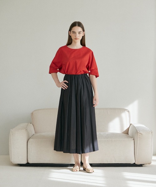 INED CLARO（イネドクラロ）の「リネンコットンフレアスカート【セットアップ対応】（スカート・レディース・ブラック/ブルー/オレンジ・フリー）」の8枚目の写真